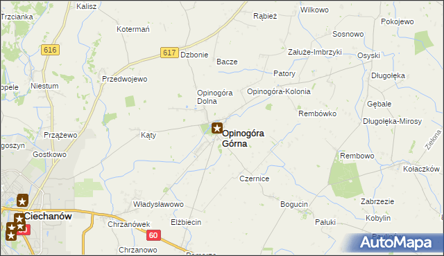 mapa Opinogóra Górna, Opinogóra Górna na mapie Targeo