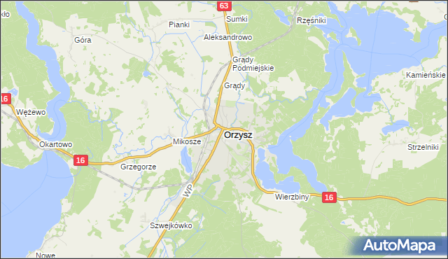 mapa Orzysz, Orzysz na mapie Targeo