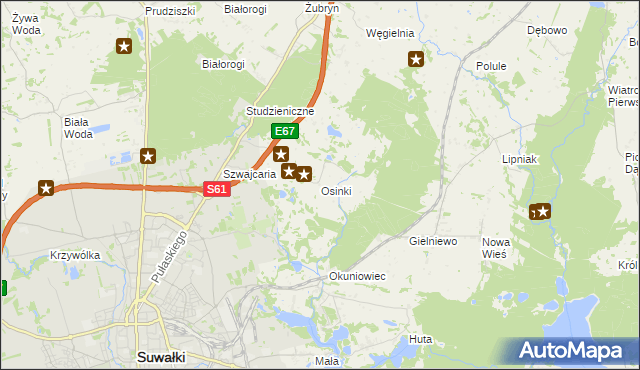 mapa Osinki gmina Suwałki, Osinki gmina Suwałki na mapie Targeo