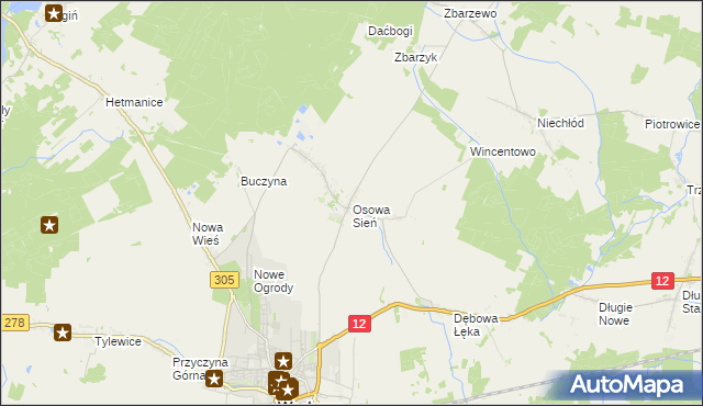 mapa Osowa Sień, Osowa Sień na mapie Targeo