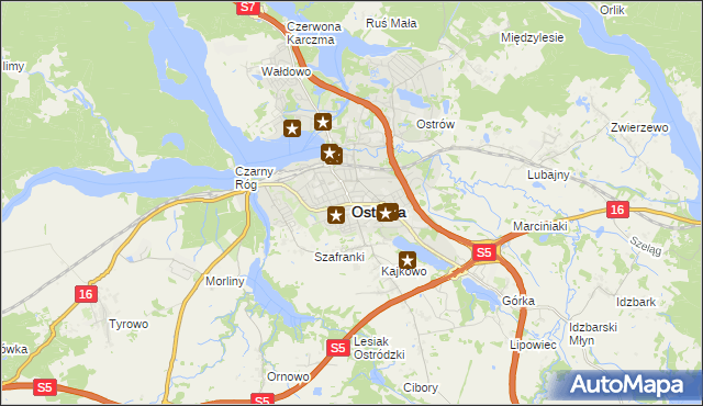 mapa Ostróda, Ostróda na mapie Targeo