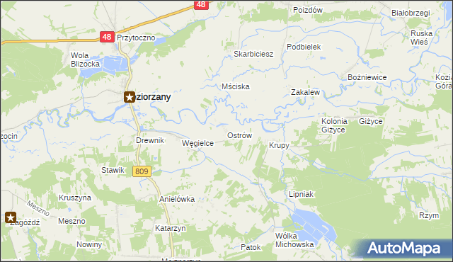 mapa Ostrów gmina Michów, Ostrów gmina Michów na mapie Targeo