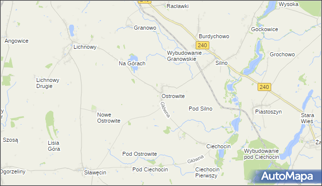 mapa Ostrowite gmina Chojnice, Ostrowite gmina Chojnice na mapie Targeo