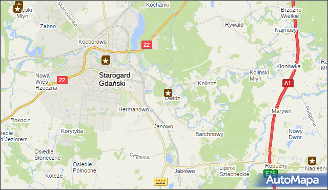 mapa Owidz, Owidz na mapie Targeo