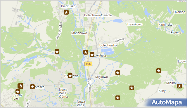 mapa Owińska, Owińska na mapie Targeo