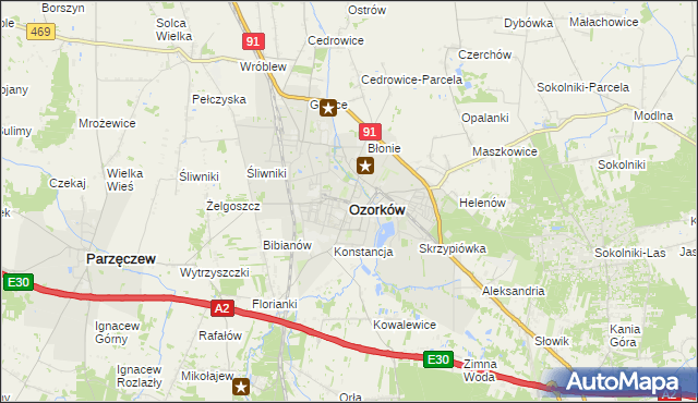 mapa Ozorków, Ozorków na mapie Targeo