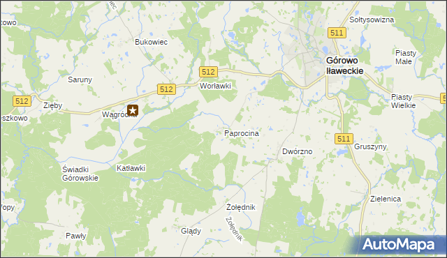 mapa Paprocina, Paprocina na mapie Targeo