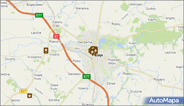 mapa Pasłęk, Pasłęk na mapie Targeo