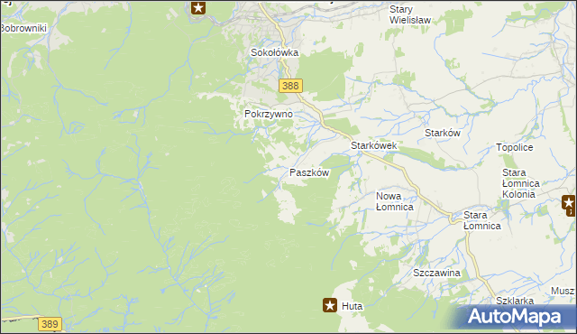 mapa Paszków gmina Bystrzyca Kłodzka, Paszków gmina Bystrzyca Kłodzka na mapie Targeo