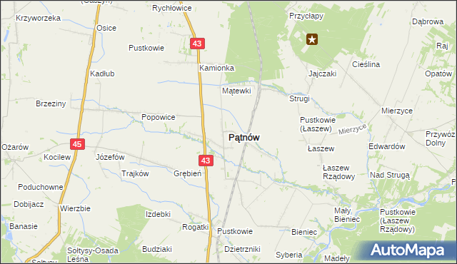 mapa Pątnów powiat wieluński, Pątnów powiat wieluński na mapie Targeo