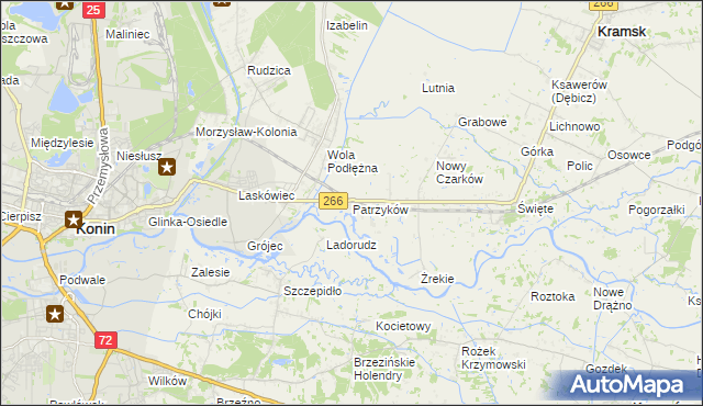 mapa Patrzyków gmina Kramsk, Patrzyków gmina Kramsk na mapie Targeo