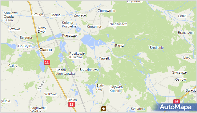 mapa Pawełki gmina Kochanowice, Pawełki gmina Kochanowice na mapie Targeo