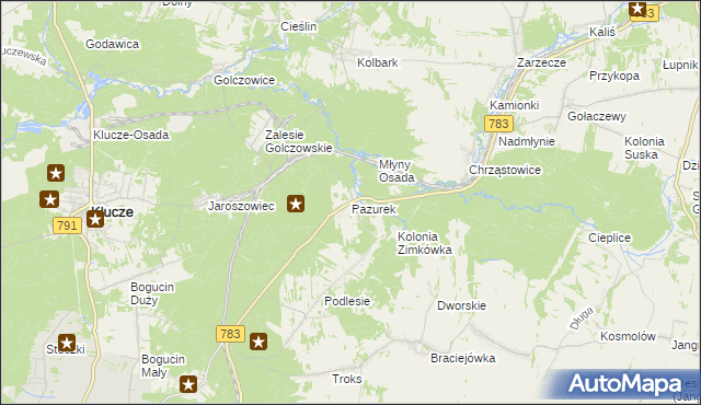 mapa Pazurek, Pazurek na mapie Targeo