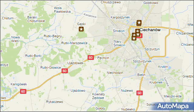 mapa Pęchcin, Pęchcin na mapie Targeo