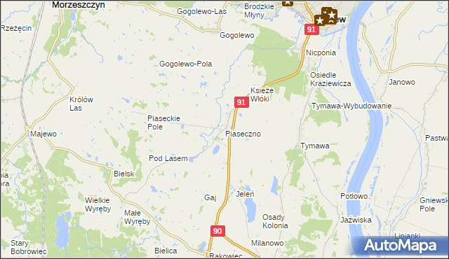 mapa Piaseczno gmina Gniew, Piaseczno gmina Gniew na mapie Targeo