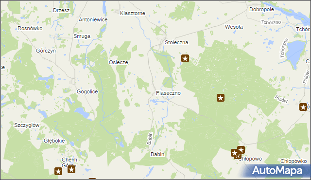 mapa Piaseczno gmina Trzcińsko-Zdrój, Piaseczno gmina Trzcińsko-Zdrój na mapie Targeo