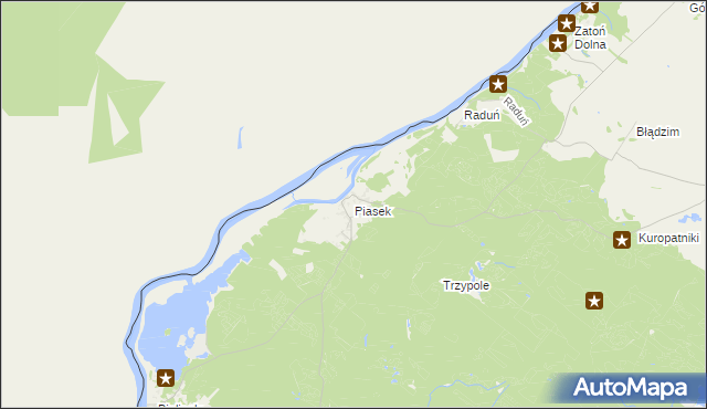 mapa Piasek gmina Cedynia, Piasek gmina Cedynia na mapie Targeo