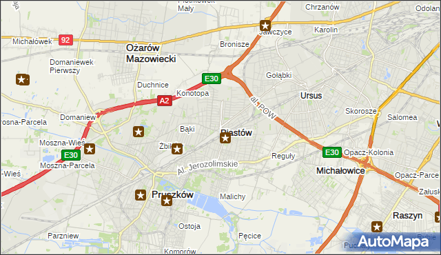 mapa Piastów powiat pruszkowski, Piastów powiat pruszkowski na mapie Targeo