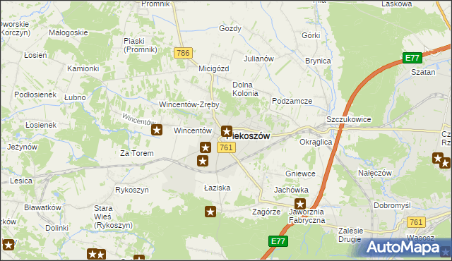 mapa Piekoszów, Piekoszów na mapie Targeo