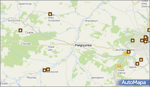 mapa Pielgrzymka powiat złotoryjski, Pielgrzymka powiat złotoryjski na mapie Targeo