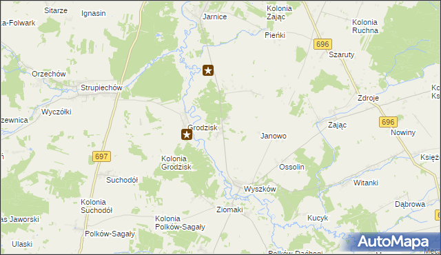 mapa Pierzchały gmina Liw, Pierzchały gmina Liw na mapie Targeo