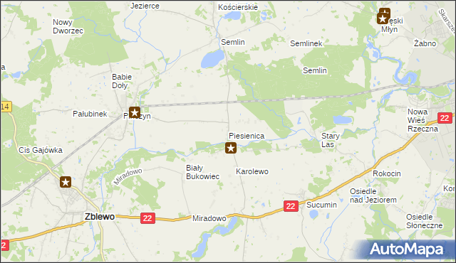 mapa Piesienica, Piesienica na mapie Targeo
