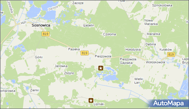 mapa Pieszowola, Pieszowola na mapie Targeo