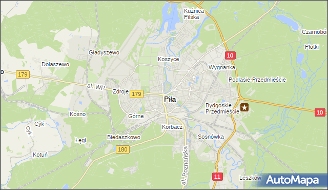 mapa Piły, Piła na mapie Targeo
