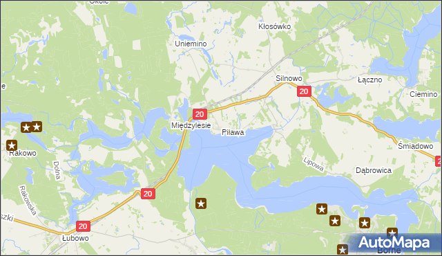 mapa Piława gmina Borne Sulinowo, Piława gmina Borne Sulinowo na mapie Targeo