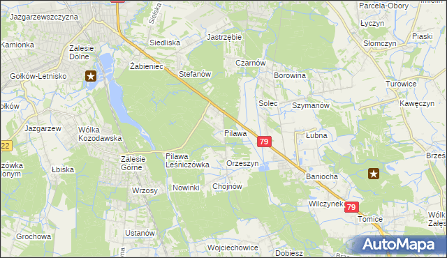 mapa Pilawa gmina Piaseczno, Pilawa gmina Piaseczno na mapie Targeo