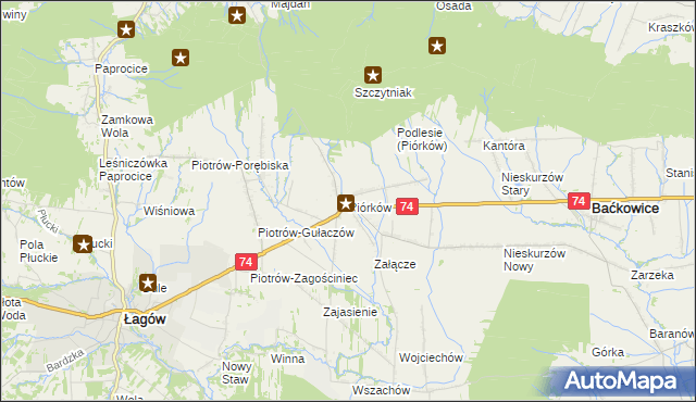 mapa Piórków, Piórków na mapie Targeo