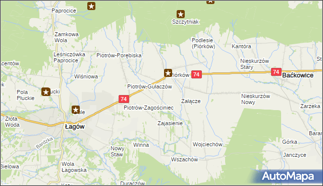 mapa Piórków-Kolonia, Piórków-Kolonia na mapie Targeo