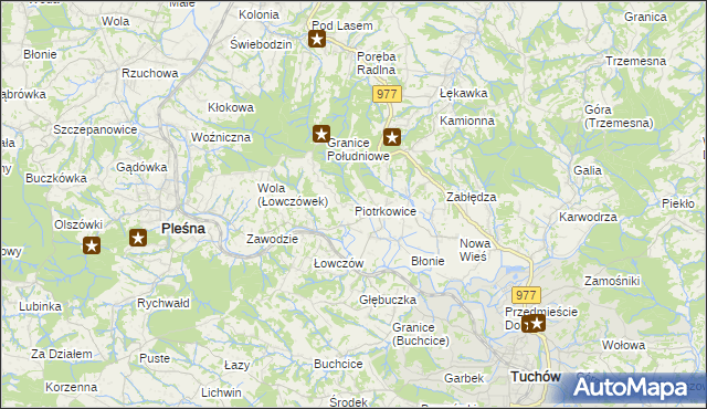 mapa Piotrkowice gmina Tuchów, Piotrkowice gmina Tuchów na mapie Targeo