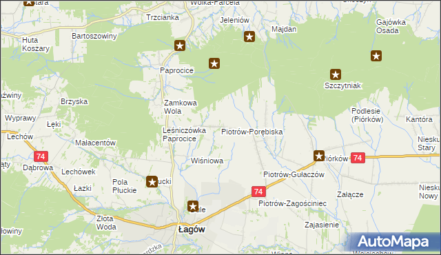 mapa Piotrów-Porębiska, Piotrów-Porębiska na mapie Targeo