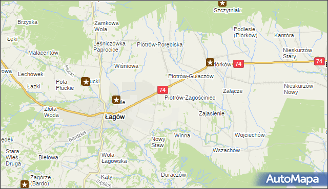 mapa Piotrów-Zagościniec, Piotrów-Zagościniec na mapie Targeo