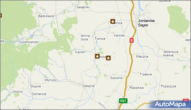 mapa Piotrówek gmina Jordanów Śląski, Piotrówek gmina Jordanów Śląski na mapie Targeo
