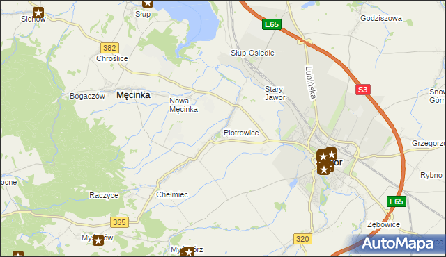 mapa Piotrowice gmina Męcinka, Piotrowice gmina Męcinka na mapie Targeo