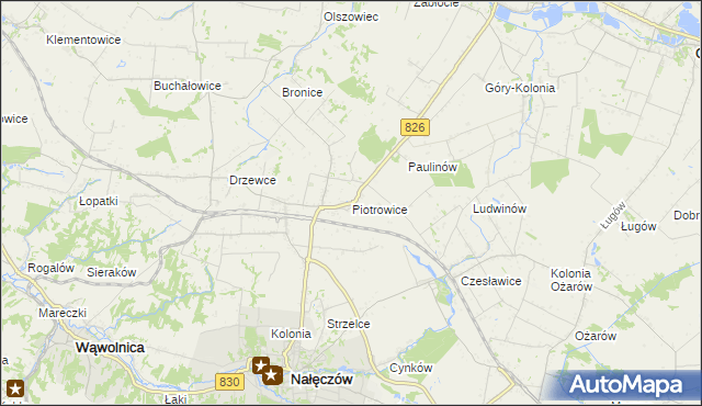 mapa Piotrowice gmina Nałęczów, Piotrowice gmina Nałęczów na mapie Targeo