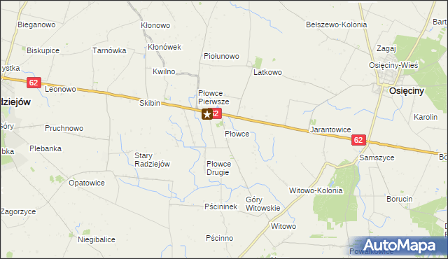 mapa Płowce gmina Radziejów, Płowce gmina Radziejów na mapie Targeo