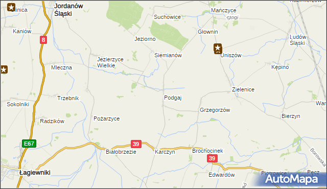 mapa Podgaj gmina Kondratowice, Podgaj gmina Kondratowice na mapie Targeo