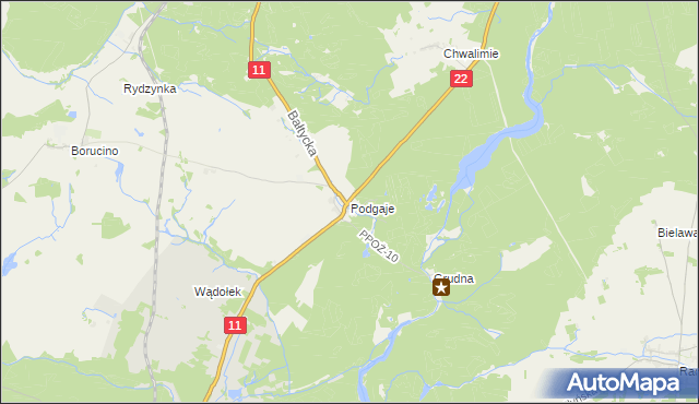 mapa Podgaje gmina Okonek, Podgaje gmina Okonek na mapie Targeo