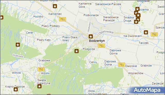 mapa Podgórze gmina Bodzentyn, Podgórze gmina Bodzentyn na mapie Targeo