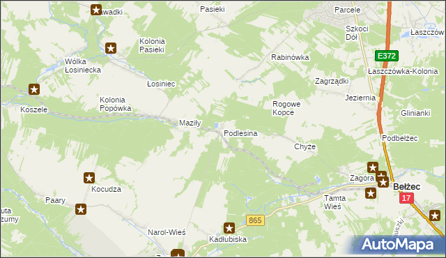 mapa Podlesina, Podlesina na mapie Targeo