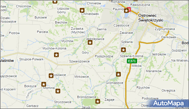 mapa Podszkodzie, Podszkodzie na mapie Targeo