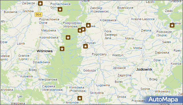 mapa Pogorzany, Pogorzany na mapie Targeo