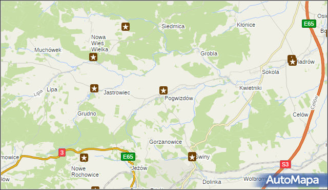 mapa Pogwizdów gmina Paszowice, Pogwizdów gmina Paszowice na mapie Targeo