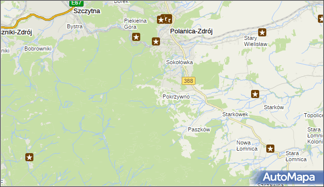 mapa Pokrzywno gmina Bystrzyca Kłodzka, Pokrzywno gmina Bystrzyca Kłodzka na mapie Targeo