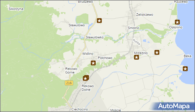 mapa Połchowo gmina Puck, Połchowo gmina Puck na mapie Targeo