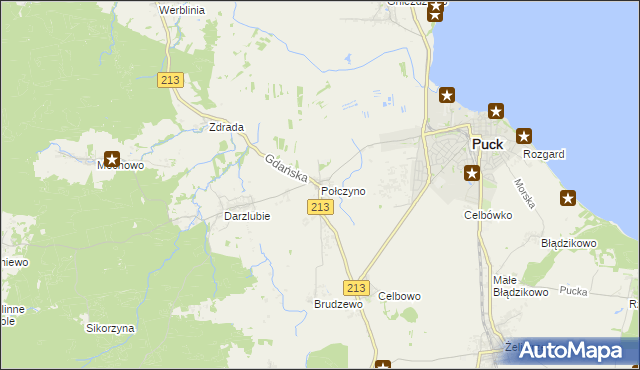 mapa Połczyno gmina Puck, Połczyno gmina Puck na mapie Targeo
