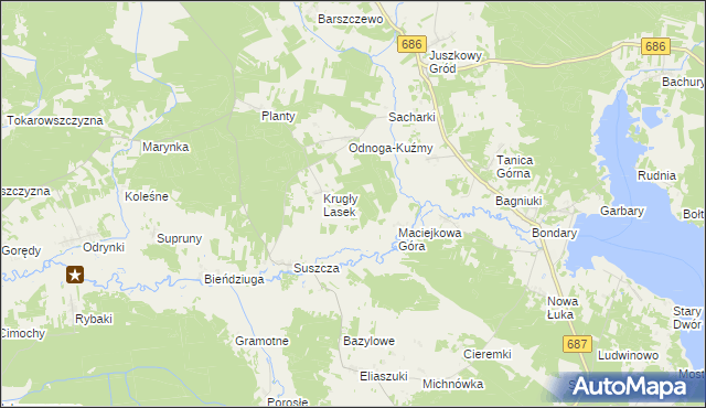 mapa Pólko gmina Michałowo, Pólko gmina Michałowo na mapie Targeo